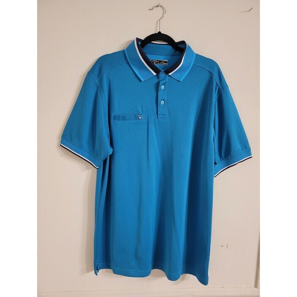 Callaway Size XL Golf Blue Mens Short Sleeve Polo Shirt